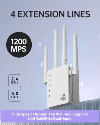 Image of WiFi Extender,Dual Band (5GHz + 2.4GHz) WiFi Booster for Home, Covers Up to 13,888 Sq.Ft and 150 Devices, WiFi Repeater with Ethernet Port, Quick Link,3-Min Easy Setup