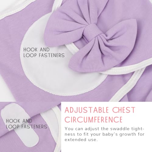Image of DRESHOW BQUBO 3 Pack Newborn Baby Swaddle Blanket with Hats Infant Adjustable Velcro Swaddling Wraps with Bear Ears Cap for 6-12 Lbs Newborns & 0-3 Months Girls Boys