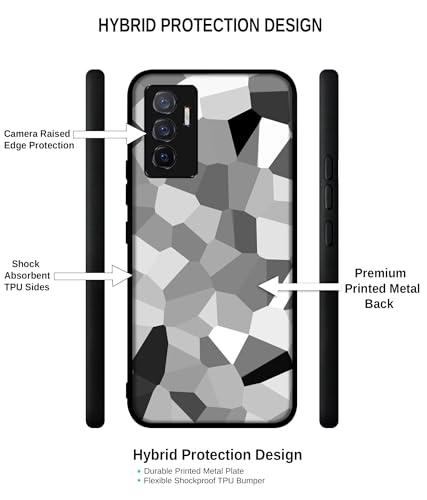 Image of Black & White Mathematical Shape Design Premium 2D Printed Metal Back Case Cover for Vivo V23E 5G / Y75 4G