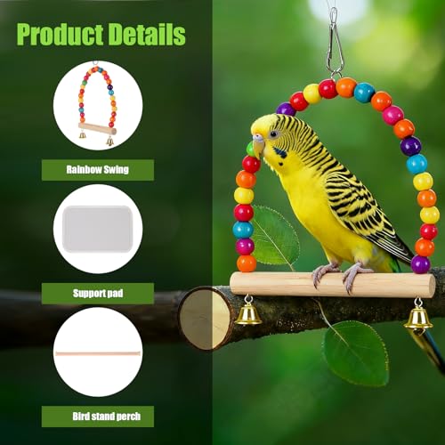 Image of Portable Parrot Travel Cage Carrier with Small Swing Toy&Cage Colorful Toys Set Small Bird Parakeet Bag with Standing Perch Bird Carry Transport Bag (Green, Carreir /Swing)