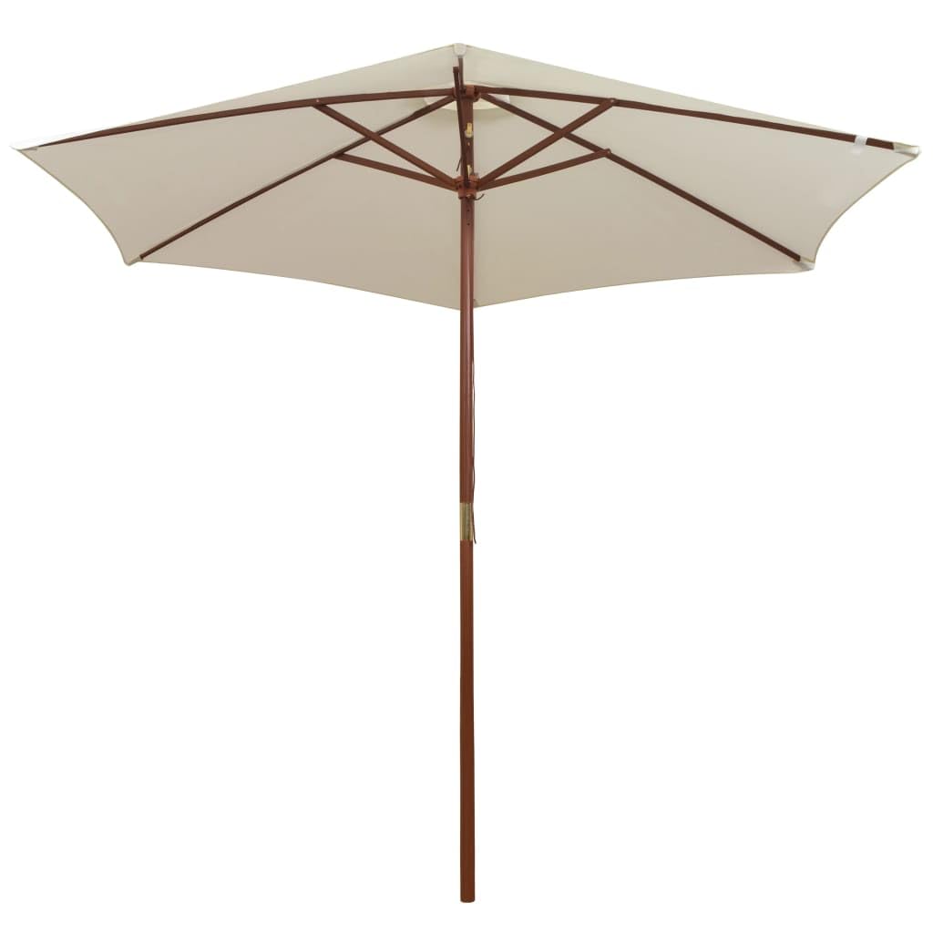 Ombrellone da giardino con palo in legno, 270 x 270 cm | Poliestere resistente, 6 aste robuste, facile da aprire e chiudere, per patio o terrazza