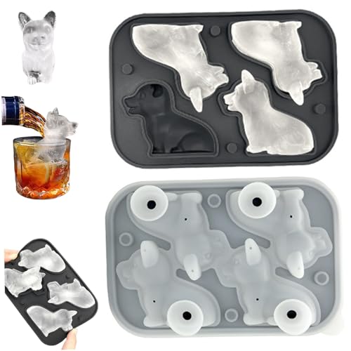 Molde de hielos de silicona 3D Corgi, 4 cavidades miniatura 5