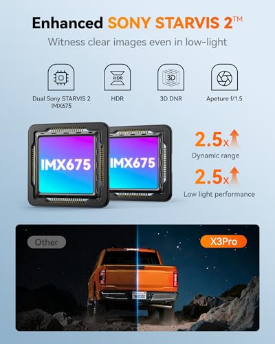 Image of WOLFBOX X3 PRO Dash Cam Front and Rear, Dual STARVIS 2 IMX675, 1440P 60FPS+1440P ADAS Car Camera, EIS Image Stabilization with Ultra-Fast 5.8GHz WiFi, Voice Control & 3 inch Touch Screen, 64GB Card & GPS