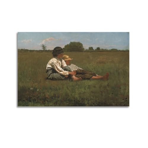 KANGZENG Stampa artistica da parete su tela, motivo: Winslow Homer Painter Works (ragazzi in un pascolo), 20 x 30 cm
