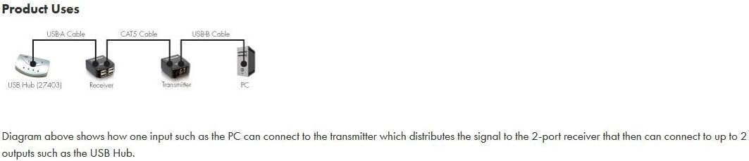 2-Port USB 1.1 Over Cat5 Superbooster™ Extender Wall Plate Receiver