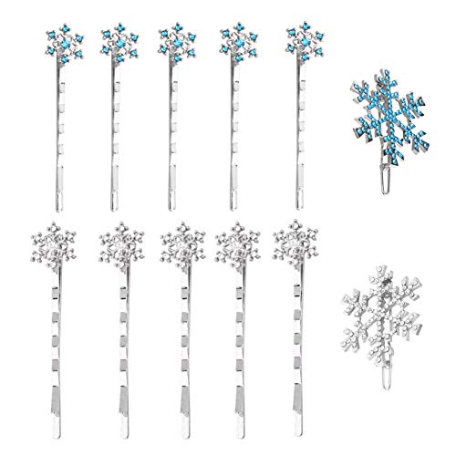 Lurrose 12Pcs Christmas Snowflake Hair Clip Bobby Pins Crystal Rhinestone Winter Snowflake Hairpins Xmas Hair Barrettes Holiday Festive Headdress For Women #TOP9