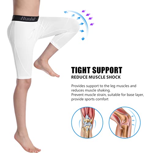 Runhit Boys One Leg Compression Tights Leggings For Basketball Football 3/4 Athletic Pants Base Layer Workout #TOP2