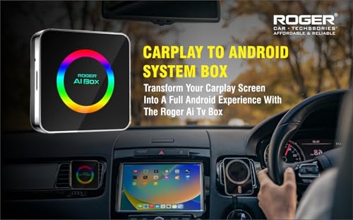 Image of Roger AI Box, Android 13.0 Wireless CarPlay & Android Auto Adapter, Built-in Netflix & YouTube, Apps from Play Store 5G WiFi, Compatible with Wired CarPlay Vehicles Only