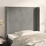 RMIHSJG Tête de lit classique avec oreilles en velours gris clair - 103 x 16 x 118/128 cm - Réglable en hauteur - Pieds en bois solides pour un excellent soutien - Complément de cadre de lit - Chambre