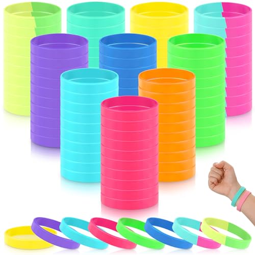 Huquary HEL-HUQUARY-296 100 Pcs Solid Color Rubber Wristbands Rubber Bracelets Silicone Wristbands Sports Elastic Rubber Bulk Adult Wrist Bands cover