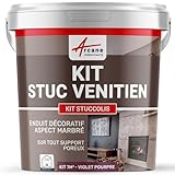  Kit stuc, venitien enduit, stucco, spatulable, décoratif, kit, stuccolis - kit jusqu\'à 7 m² Violet Pourpre - ARCANE INDUSTRIES