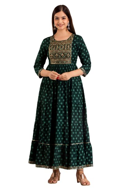 Kurta en viscose rayonne premium vert aux finitions ethniques soignées