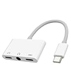iPhone 15 Pro Max Plus USB-C to 3.5mm Audio Adapter 3 in 1 Dual Type C Aux Splitter Charger Headphone Jack Dongle Cord Compatible for Samsung for iPad 10、Air4/5、Mini6、12.9 Charging Cable CJJ0182-