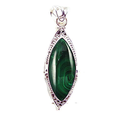 Bague marquise en argent 925 et malachite naturelle pour femme