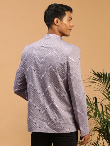 Image of VASTRAMAY Men Mirror Work Jodhpuri Jacket | Viscose Slim Fit Ethnic Wear with Mandarin Collar | Wedding & Festive Indo Western Outfit