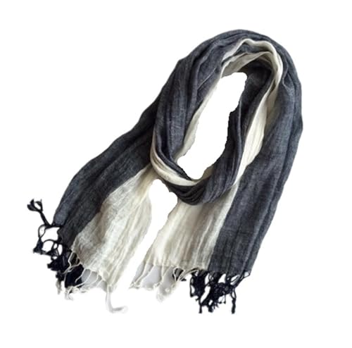 Châle long anti-transpiration écharpe rayée en coton et lin
