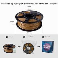 Flashforge 3D Drucker Filament Holz PLA 1.75mm,Glatte Seidenstruktur,Zähigkeit, 3D Druck Filamente 1kg-Dimensionale Genauigkeit+/-0.02mm,Umweltfreundlichkeit, kein Rauch und kein Geruch (Dunkelholz) – Ansicht 6