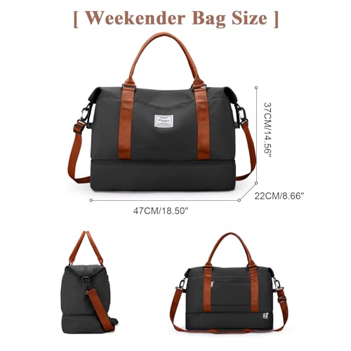Miniatura 5 de Bolsa De Viaje Para Mujer, Bolsa De Deporte, Bolsa De Mano Equipaje,Bolsa De Gimnasio Impermeable,Bolsas De Fin De Semana Para Mujer,Bolsa Para Hospital,Bolsa De Natación Para Playa,A10-Marrón Negro
