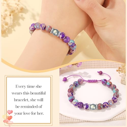 𝗚𝗶𝗳𝘁𝘀 𝗳𝗼𝗿 𝗪𝗼𝗺𝗲𝗻 𝗠𝗼𝗼𝗻𝘀𝘁𝗼𝗻𝗲 𝗕𝗿𝗮𝗰𝗲𝗹𝗲𝘁 Colorful Imperial Jasper Natural Stone Bracelets Handmade Item Christmas Birthday Gifts for Daughter Granddaughter Sister Niece4