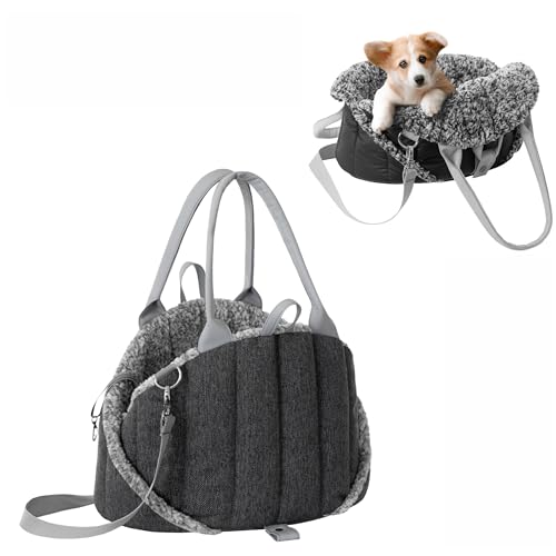 PillowPrim Hundetragetasche, Vertellbar, Schultergurt, Haustiertragetasche, Transport, Katzentasche, Reisetasche, Camping, Tasche, Schwarz Inari, 38x24x28 cm