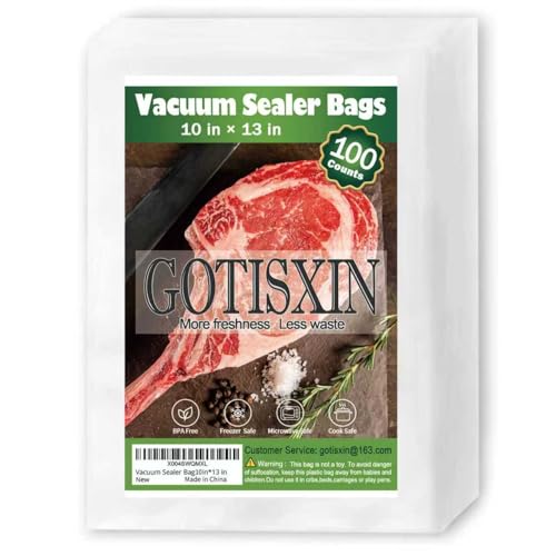 100 10” x13” Vacuum Sealer Bags, Airtight,Pre-cut,Heavy Duty BPA-Free Commercial