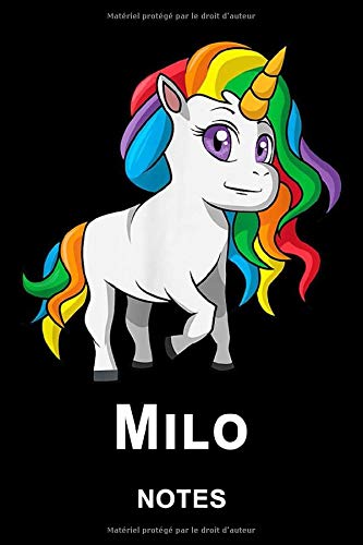 Milo Notes: Parfait pour les notes, la journalisation, le journal / cahier, le nom personnalisé Milo Cahier d'écriture pour garçons et frères, Licorne ... Cahier 100 pages, 6 x 9 (15,24 x 22,86 cm)