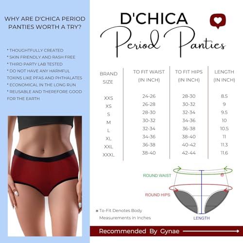 Image of DChica Essentials Cotton Period Panties with Anti Microbial Lining for Women's & Young Ladies, Light to Medium Flow Period Panty Briefs, Leak Proof, Easy to Wash, No Pad Required Menstrual Underwear