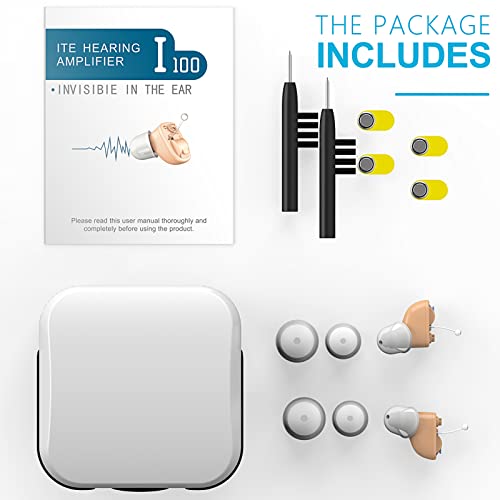Linner Hearing Aids For Seniors With Noise Cancelling, Invisible Hearing Amplifier With Batteries, Volume Control,Comfortable I100 (Left&Right Ears) #TOP6