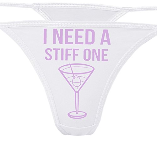 Image of Knaughty Knickers - I Need A Stiff One White Thong - Fun Flirty Underwear - Panty Game Bachelorette Bridal Lingerie Shower