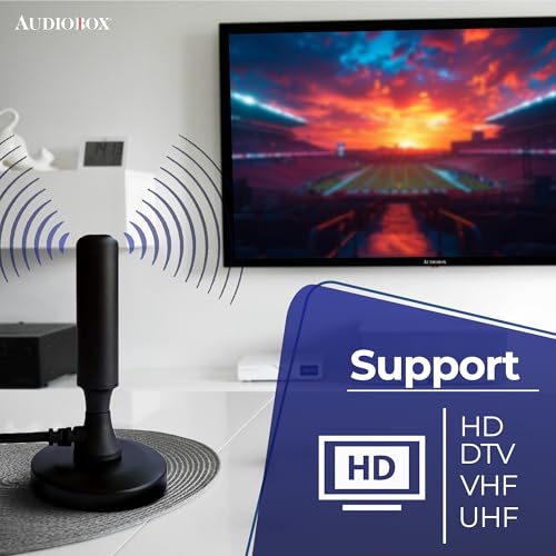 Audiobox Antena ANT-300 | Antena potente HDTV cristalina – Suporta HD/DTV/VHF/UHF, 1080P/1080i/720p,
