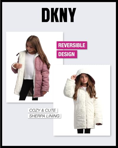 DKNY Girls’ Jacket – Reversible Heavyweight Quilted Parka Coat with Sherpa Lining – Reversible Jacket for Girls (4-16)3