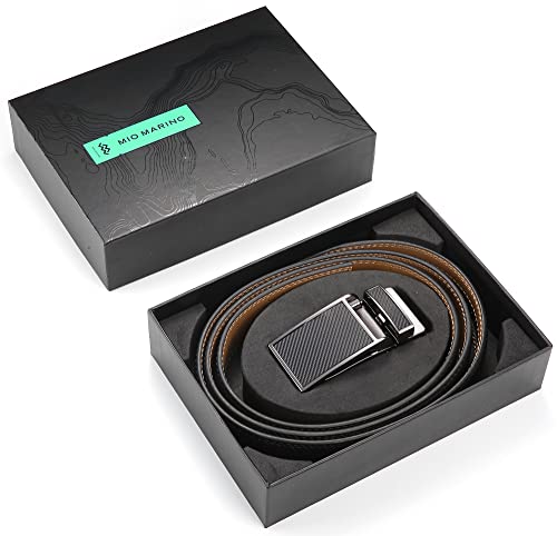 Image of Marino Avenue Ratchet Belt for Men. Adjustable Leather Dress Belt with 38 Easy to Click Into Place Ratchet Closures.