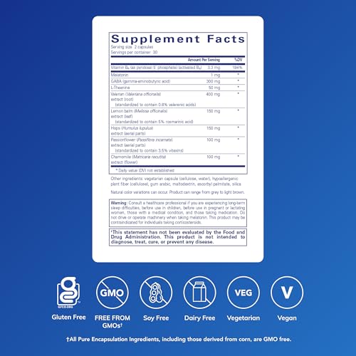 Pure Encapsulations Best-Rest Formula - Supports Restful Sleep - for Relaxation* - Restful Sleep Supplement - Non-GMO & Vegan - 60 Capsules - Image 3