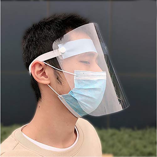 Clear Plastic Glass Face Shields | 5 Pack Transparent & Reusable Safety Face Shield | Dust proof Hat Shield Protector | Ultra Clear Protective Full Face Shields to Protect Eyes, Nose, Mouth by Famtec