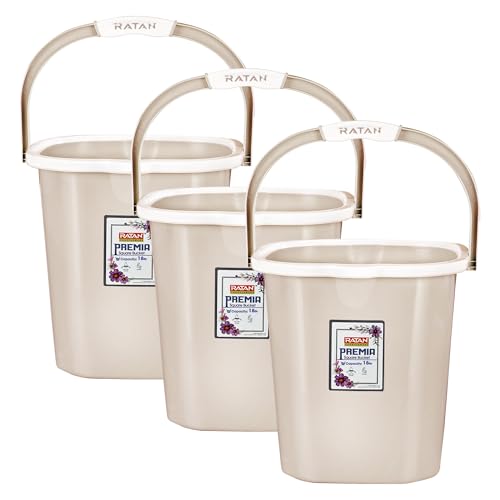 Image of RATAN PLASTICWARE Premia Bucket (18L X 3) - Desert Rose|Light Weight and Easy to Carry|Perfect for Use in Bathrooms, Kitchen & Wet Utility Areas