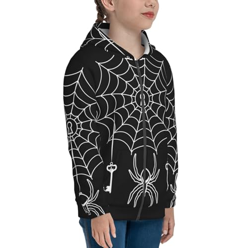 Spider, lock and Web Kids Pullover Hoodies Boys Zip Up Sweatshirts Girls Athletic Clothes with Pocket4