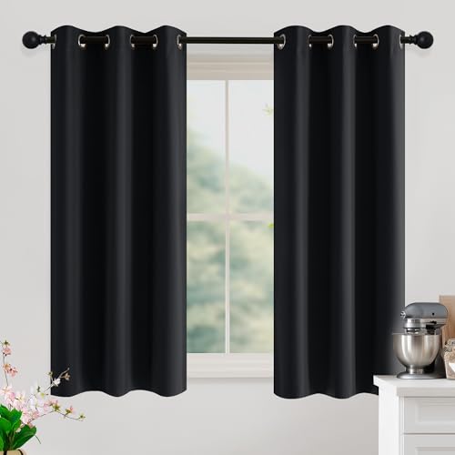 Image of NICETOWN 100% Black Out Curtains 54 Inches Long 2 Panels for Living Room, Bedroom, Office Thermal Insulated Blackout Drapes Solid Grommet Noise Reducing Window Curtains, W40