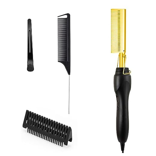 Electric Hot Comb Hair Straightener - Heat Pressing Comb Portable Curling Flat Iron Curlers High Heat Ceramic Press Comb - Professional Electrical Straightening Comb