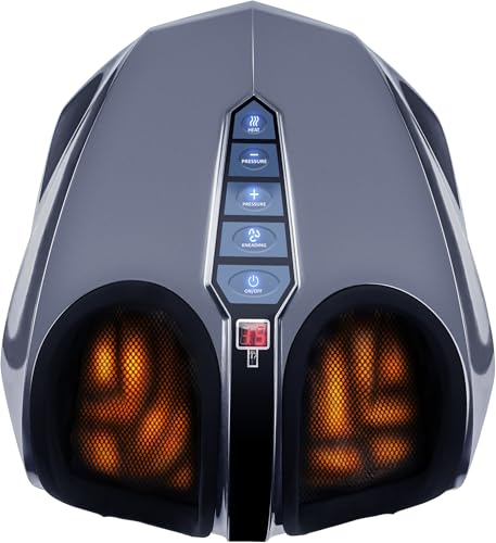 Miko Máquina de masaje de pies con amasamiento profundo, compresión, shiatsu y calor para la fascitis plantar, neuropatía, se ajusta hasta la talla 47 para hombres.