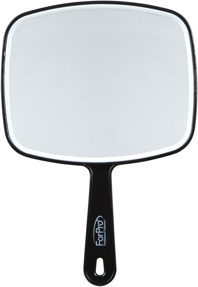 ForPro Premium Handheld Mirror with Long Grip Handle, 6.3x9.6 Inch Distortion-Free Black Mirror for Salon & Home