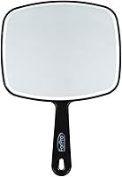 ForPro Premium Handheld Mirror with Long Grip Handle, 6.3x9.6 Inch Distortion-Free Black Mirror for Salon & Home