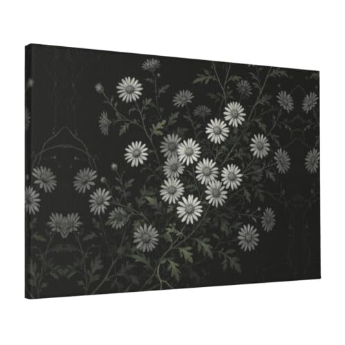 Impression sur toile marguerite noire et blanche CNTDBU 40x60cm encadrée