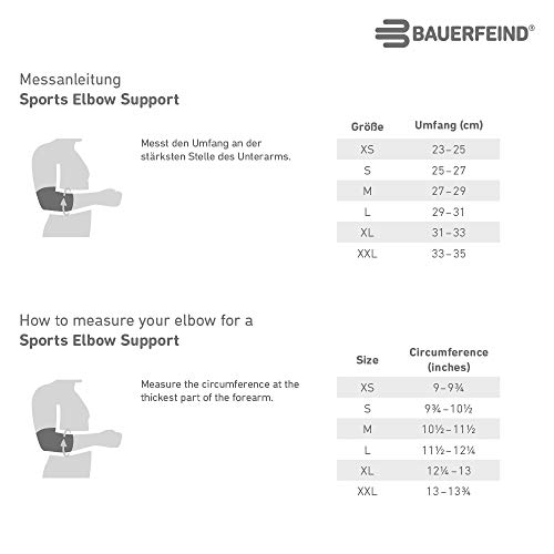 Bauerfeind Sports Elbow Support - Breathable Compression Elbow Brace - Contoured Pads For Inner And Outer Elbow Protection Against Joint Pressure - Air Knit Fabric Washable & Durable (Black, Medium) #TOP4