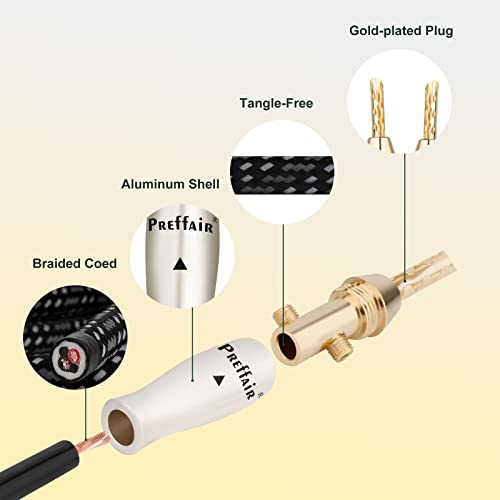 Audiophile 14 Awg 7N Occ Copper Hifi Speaker Cable Silver Plated Speaker Wire With Bfa Banana Plug For Hifi Audio System (10 Ft / 3M) #TOP2