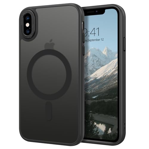 BENTOBEN for iPhone X/XS Phone case with Magnetic [Compatible with MagSafe] Matte Translucent Back Case Anti-Fingerprint for iPhone X iPhone XS Anti-slip Slim Fit Shockproof Protective Cover Black