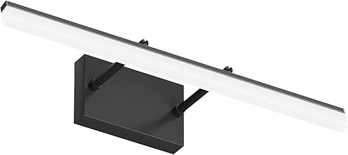 Aipsun Lámpara LED negra de 24 pulgadas, ajustable, moderna, para tocador de baño, sobre espejo, 5500 K