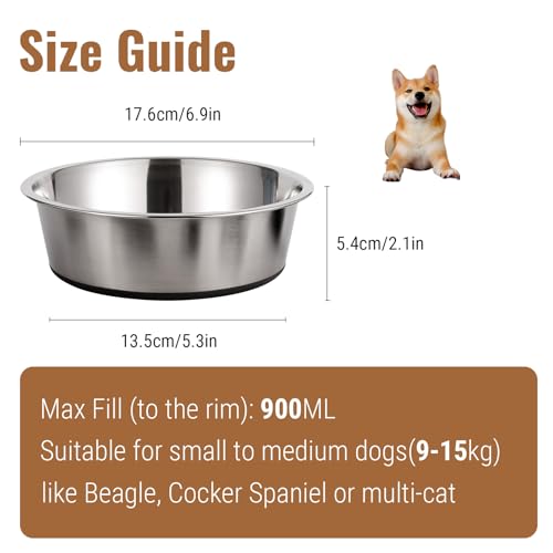 PEGGY11 Stainless Steel Metal Dog Bowls, 900ml, 2 Pack - Image 3