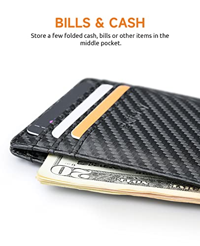 Buffway Mens Slim Wallet, Minimalist Thin Front Pocket Leather Credit Card Holder with RFID Blocking for Work Travel | Minimalist, Thin, Front Pocket, Credit Card Holder, RFID Blocking, for Work Travel