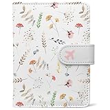 Passport Holder, Travel Wallet Cover with Pen Loop | Cute RFID Blocking Leather Case with Magnetic Closure for Travel Essentials-Flower