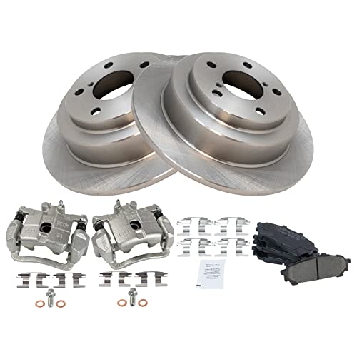 Image of TRQ Rear Brake Pad and Rotor Set Ceramic Rotors Calipers | For 2005-2006 Saab 9-2X 2004-2008 Subaru Forester 2004-2007 Impreza